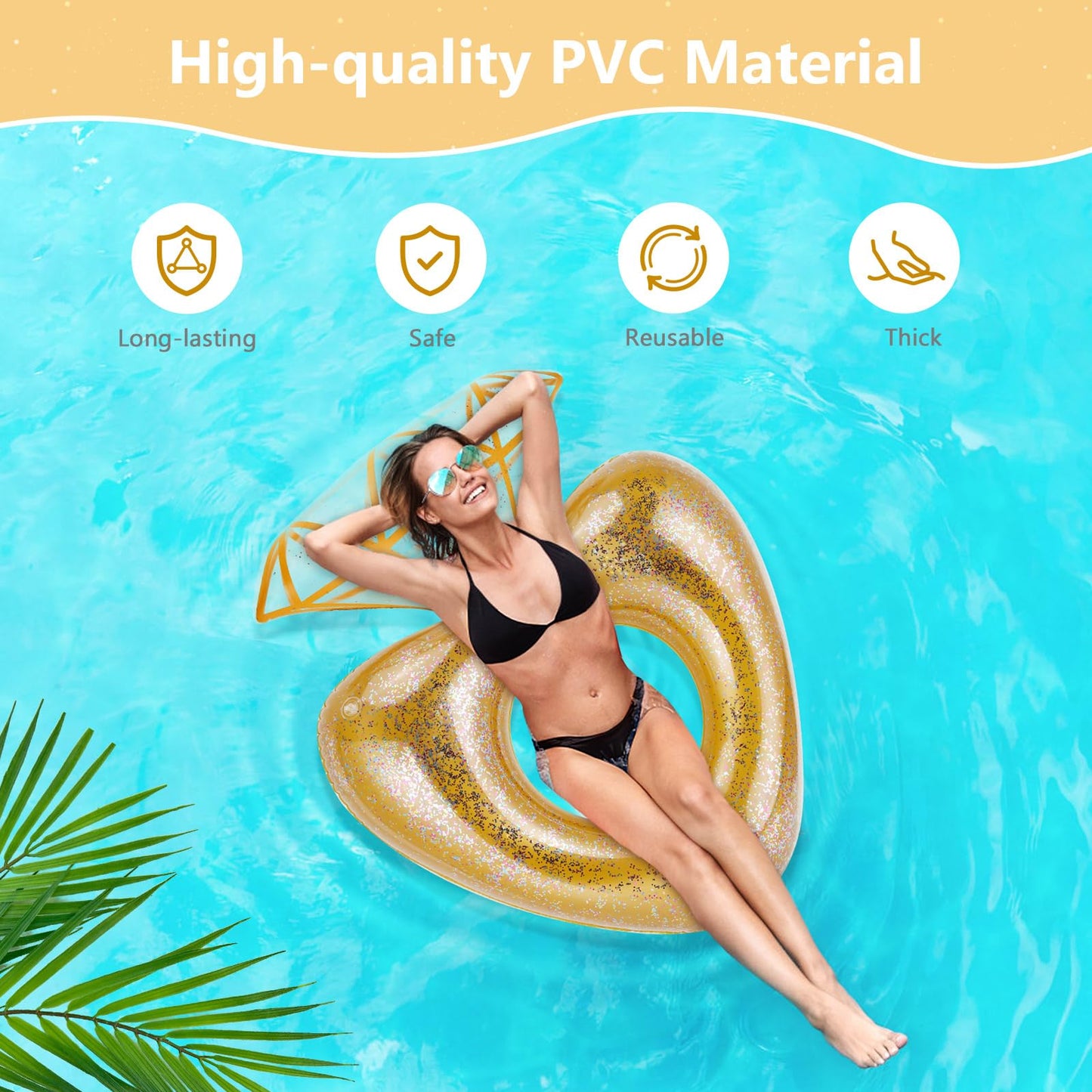 MoKo Inflatable Pool Floats for Adults, Clearance Bachelorette Party Decorations Heart Shaped Swim Ring Summer Swimming Tube Wat