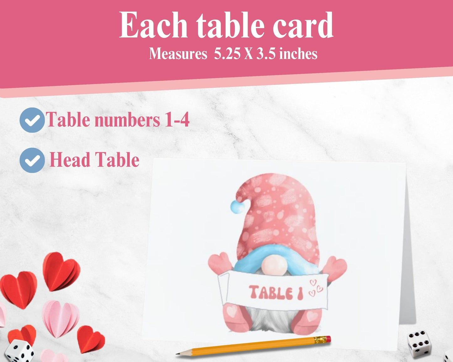 Bunco Valentine'S Day Theme Set. Gnome Vday Themed Bunco Game Kit Includes Score Sheet, Tally Sheet, Ghost Player, Bunco Card. F