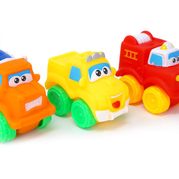 Big Mo's Toys Soft Rubber Baby Cars Set - 12 Multicolor Small Vehicles for Toddlers and Babies