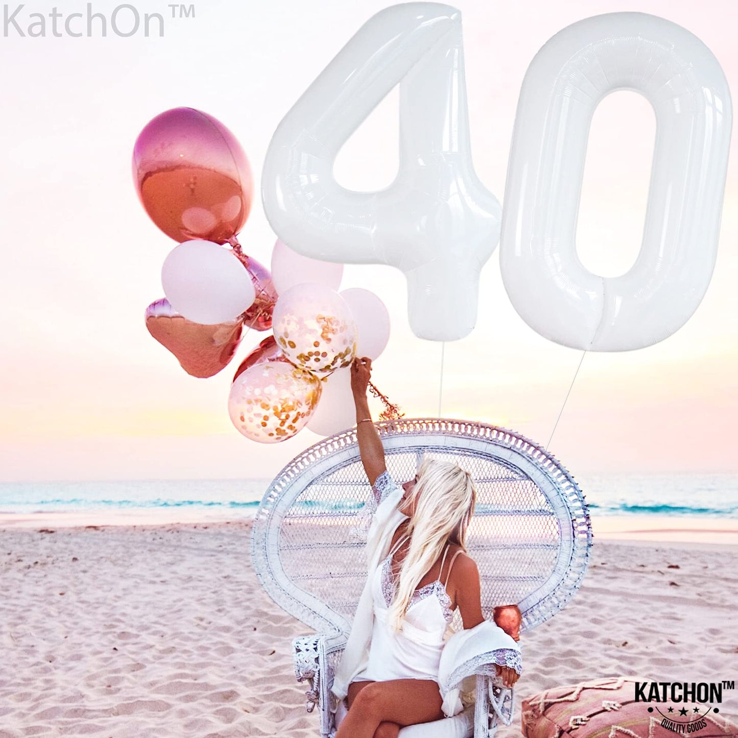 Large, Number 0 White Balloon For Party- 40 Inch | Foil Zero Number Balloon For Black And White Party Decorations | 0 White Number Balloon, Anniversary, White Mylar Balloons For Birthday Party Dècor