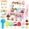 Dreamon Ice Cream Counter Playset for Kids, 38 PCS Wooden Ice Cream Set Shop for Toddlers 3-5, Toddler Pretend Play Toy, Christm