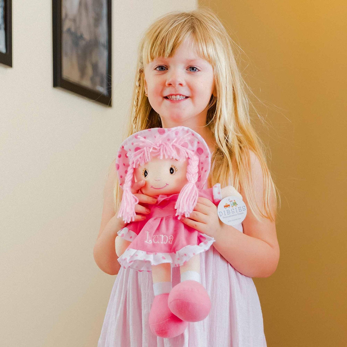 Dibsies Personalized Sweetheart Cuddle Doll - 14 Inch (Pink)