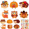 Pasimy 24 Sets Thanksgiving Crafts Kits DIY Fall Autumn Ornaments Turkey Scarecrow Pumpkin Owl Sticker Crafts Autumn Harvest Cra
