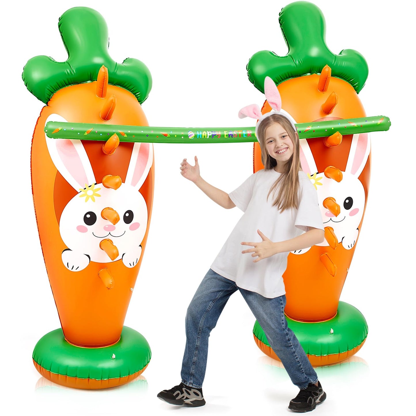 Poen 5.9 Feet Easter Family Games Inflatable Limbo Game for Adults Giant Easter Outdoor Party Decorations Inflatable Large Carro