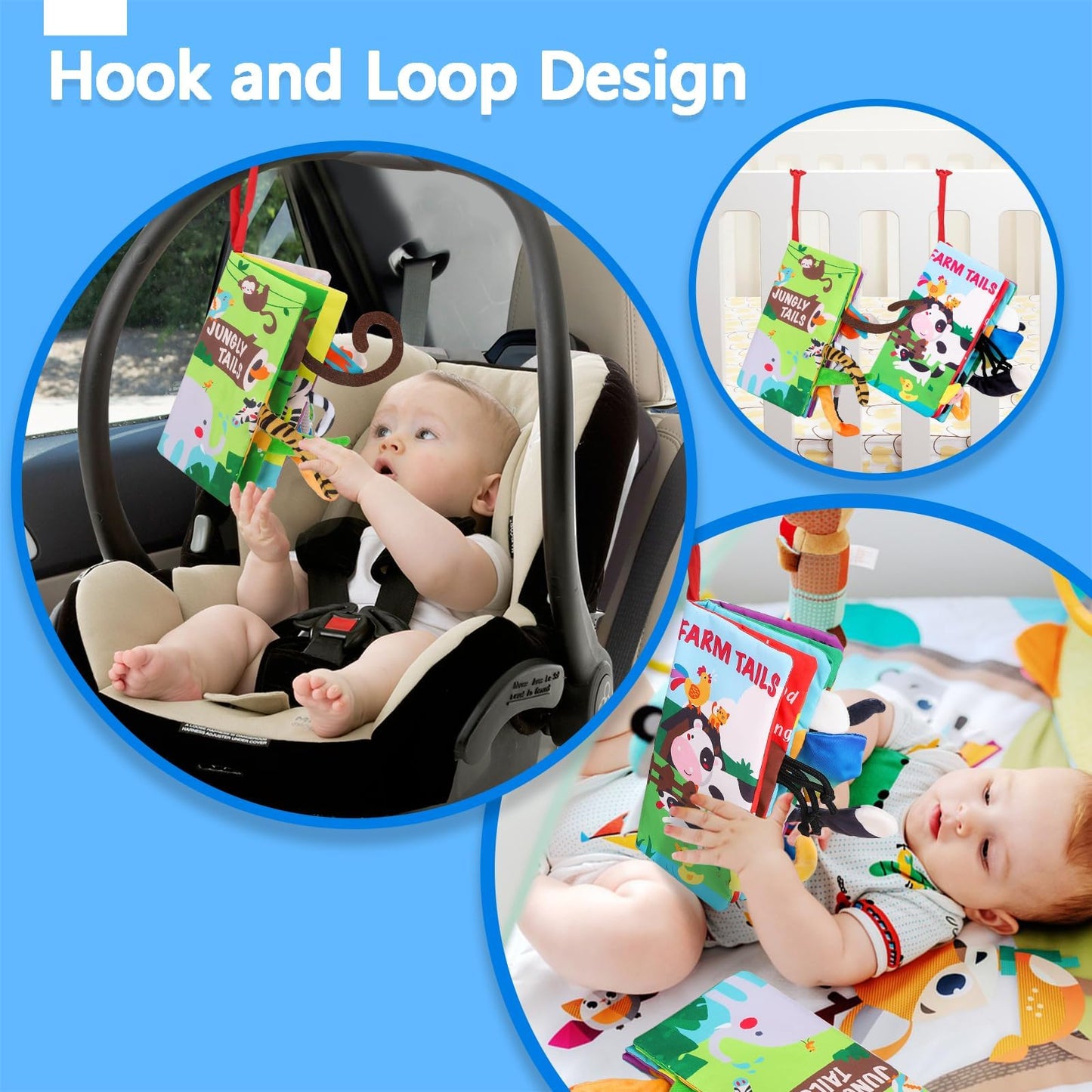 Beiens Baby Books 0-6 Months, 2Pcs Baby Toys 0-3-6-12-18 Months, Touch Feel Sensory Cloth Crinkle Soft Books, Tummy Time Toys, Stroller Infant Newborn Toys, Boy Girl Shower Gifts