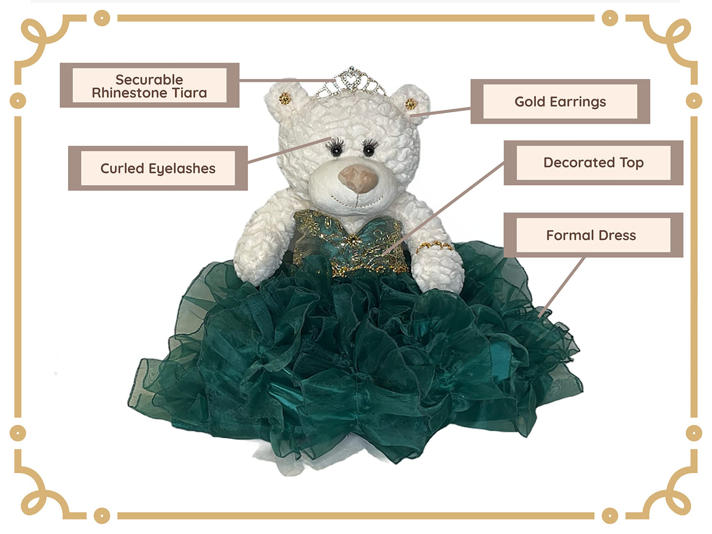 KINNEX COLLECTIONS SINCE 1997 20 Quince Anos Quinceanera Last Doll Teddy Bear with Dress (Centerpiece) ~ ARC16831-23R (Aqua)