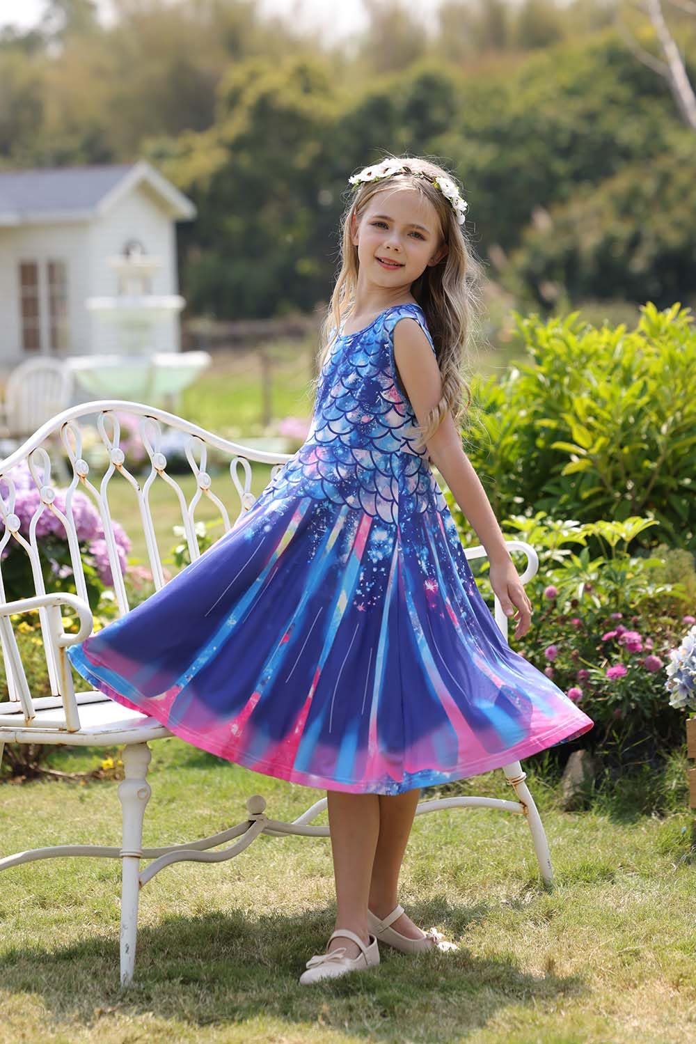 Bow Dream Girl Dress and Matching American Girl Doll Clothes Accessories Rainbow Mermaid Unicorn Size 130