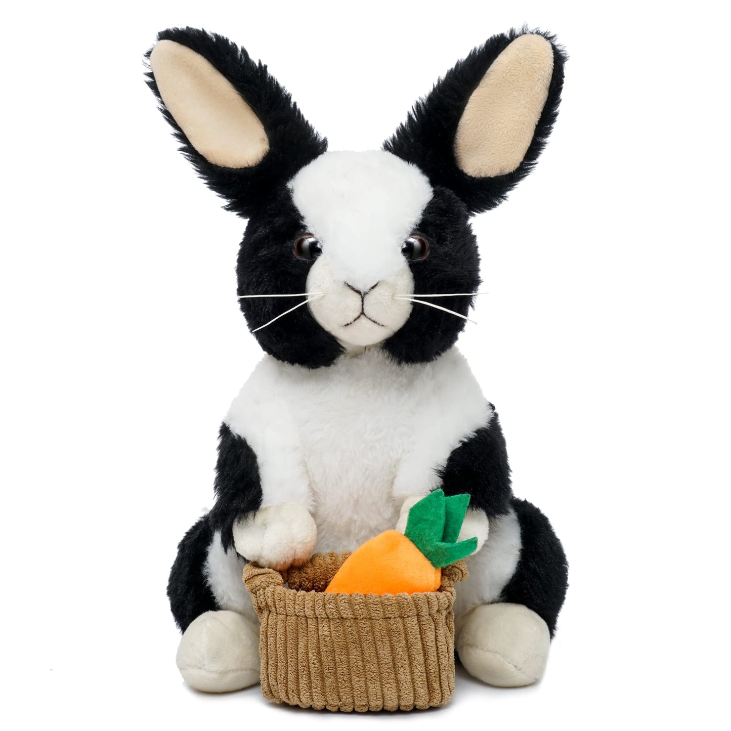 Ho-Ef 12'' Bunny Rabbit Stuffed Animal, Easter Stuffed Bunny Holding Basket Carrot, Machine Washable& Softness, Super Soft Rabbi