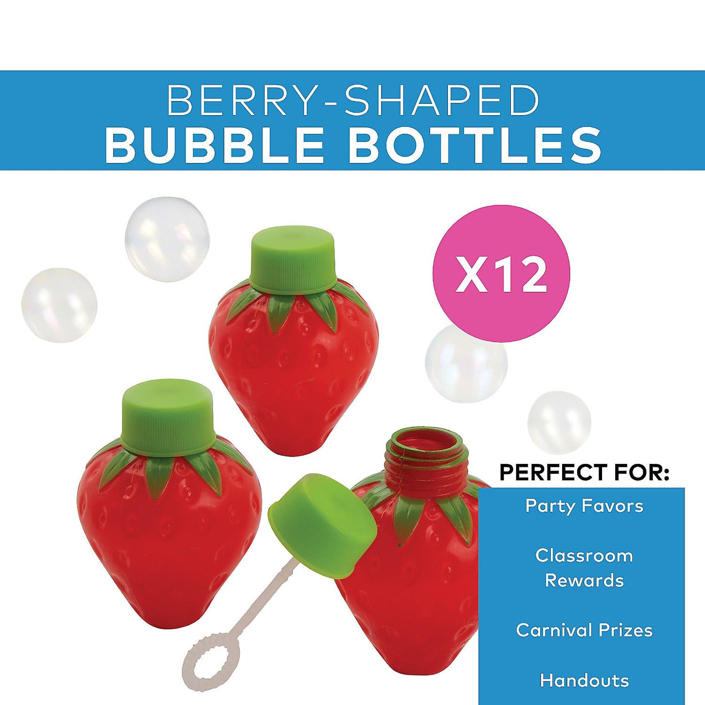 Berry-Shaped Bubble Bottles, 12 Pieces