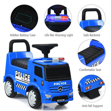 Costzon Ride On Push Car For Toddlers, Licensed Mercedes Benz Sliding Car W/Steering Wheel, Horn, Headlights, Under Seat Storage, Foot-To-Floor Riding Toy For Boys Girls 1-3 Years (Police Car, Blue)