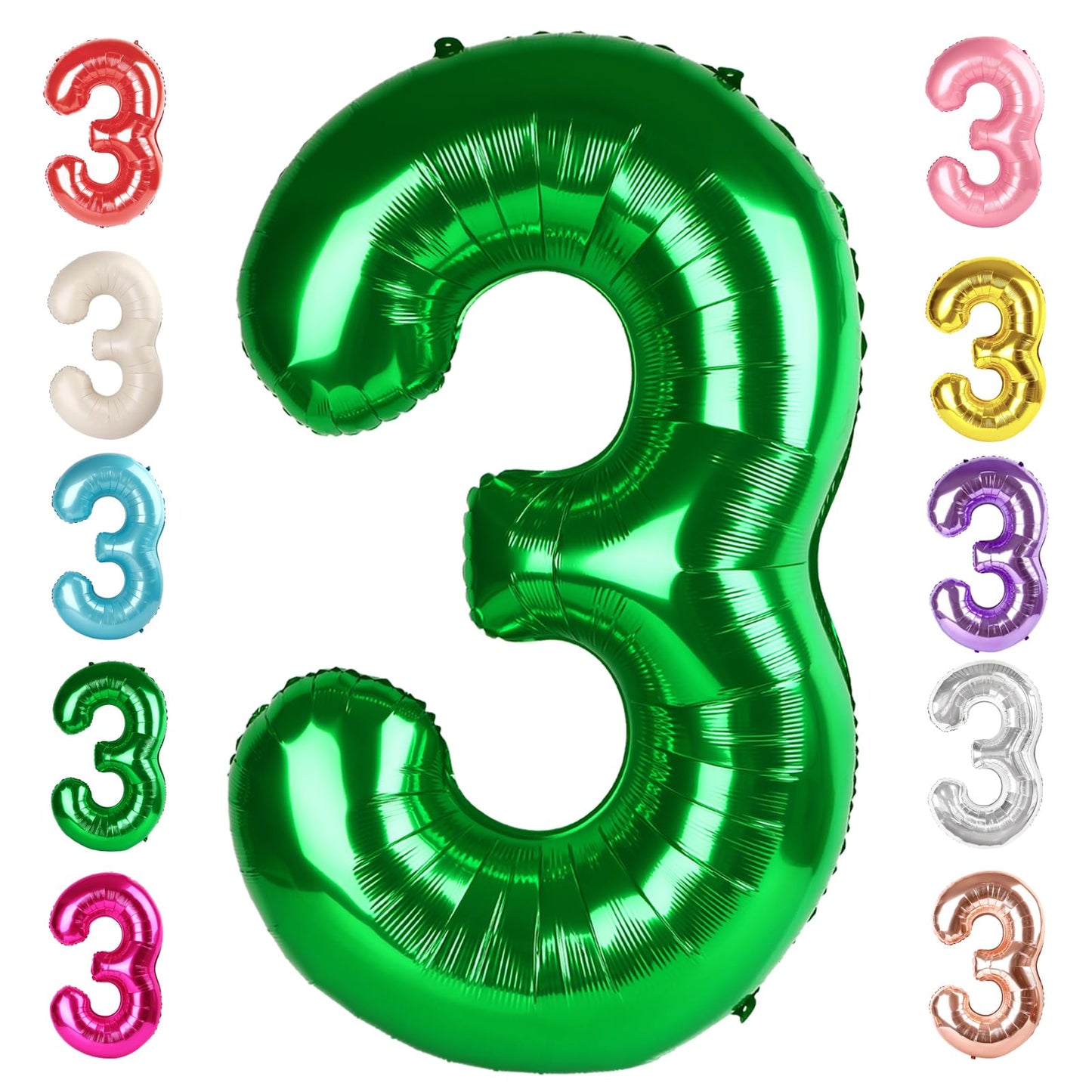 Number 3 Balloon Dark Green 40 Inch, 3Rd 3 Years Old Birthday Decorations For Girl Boy, Three Rex Birthday Party Supplier,Gradua