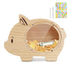 wooshwa Piggy Bank for Kids, Wooden Money Bank for Boys Girls Toddler, Unbreakable Bills and Coins Cash Box, Creative Saving Mon
