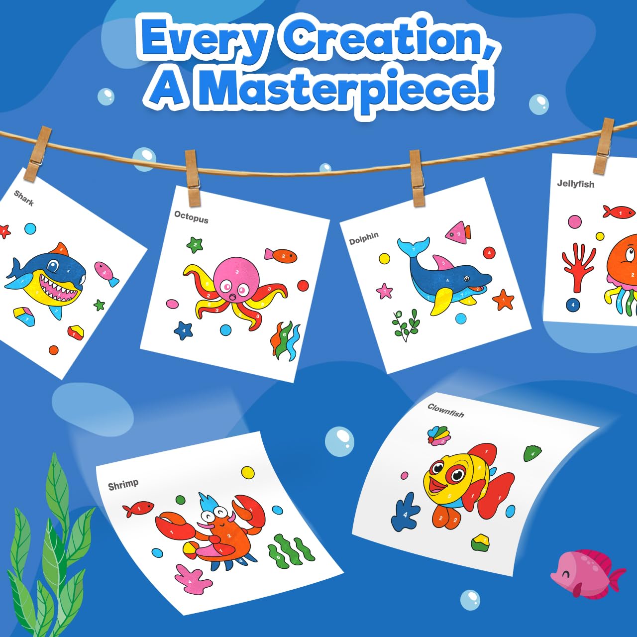 Zmlm Paint With Water Books For Kids - Easter Basket Stuffers Mess Free Coloring Activity For Toddlers - Arts & Crafts Gifts Toys For Valentines Birthday Christmas Boy Girls Ages 4 5 6 7 8(Sea)