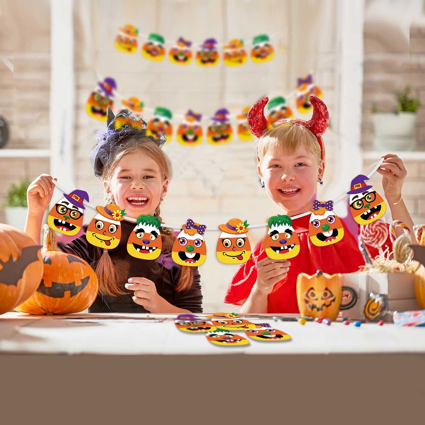 Sumind Halloween Candy Corn Craft Kits For Kids Halloween Activities Diy Handicraft Fun Home Activities For Birthday Activities Party Supplies Classroom Arts, 4 Styles (24 Sets)