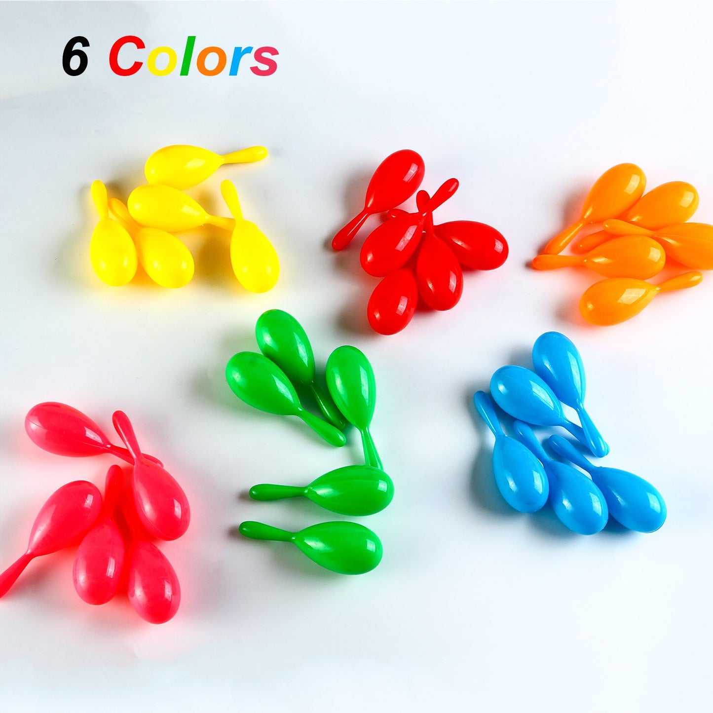 Resinta 30 Pieces Neon Maracas Shakers Mini Noisemaker Bulk Colorful Noise Maker With Drawstring Bag For Mexican Fiesta Party Favors Classroom Musical Instrument, 4 Inch, 6 Color