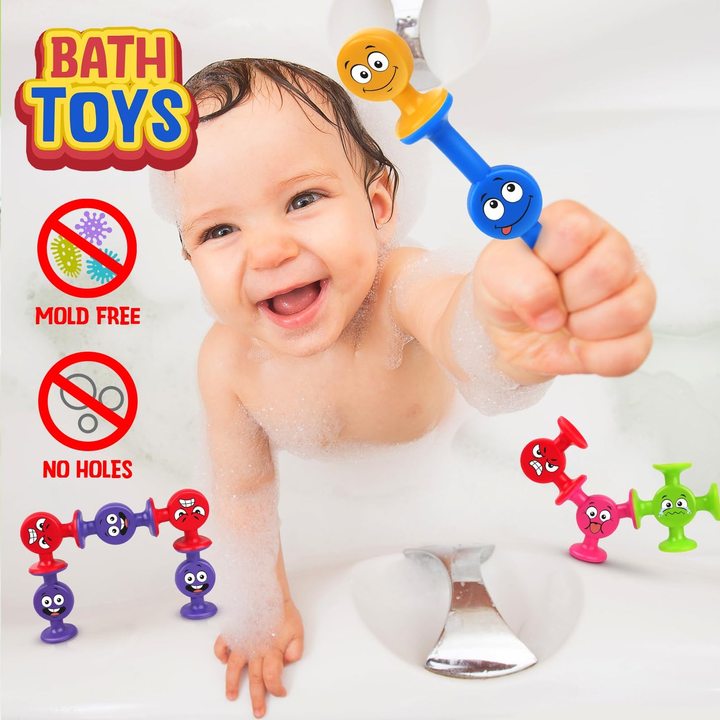 Suction Toys Toddlers Bath Toys: 24 Pcs Emotion Sensory Suction Toys For Toddler, Kids Social Emotional Suction Sensory Travel Toys Suction Cup Toys For Autistic Children Special Needs