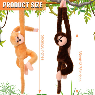 Chivao 8 Packs Stuffed Monkey Hanging Stuffed Animal Plush Monkey Toy With Hook And Loop Fasteners Hands 20 Inch Large Plush Animal For Adults Gifts Decors(Brown, Khaki)