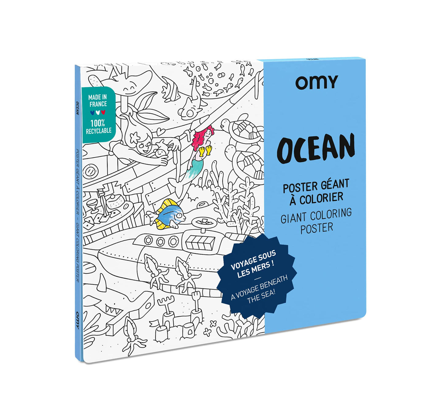 Omy Giant Coloring Poster, Ocean, 40 X 28 Inches, Coloring Fun For Kids, Adults, And The Whole Family.
