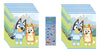 Bluey Dog Birthday Party Supplies Bundle includes 16 Plastic Party Favor Loot Bags and 1 Dinosaur Sticker Sheet
