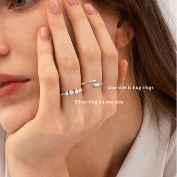 Senteria Anxiety Rings for Women Sterling Silver Rings Adjustable Stress Spinner Rings with Beads Fidget Rings for Anxiety Women