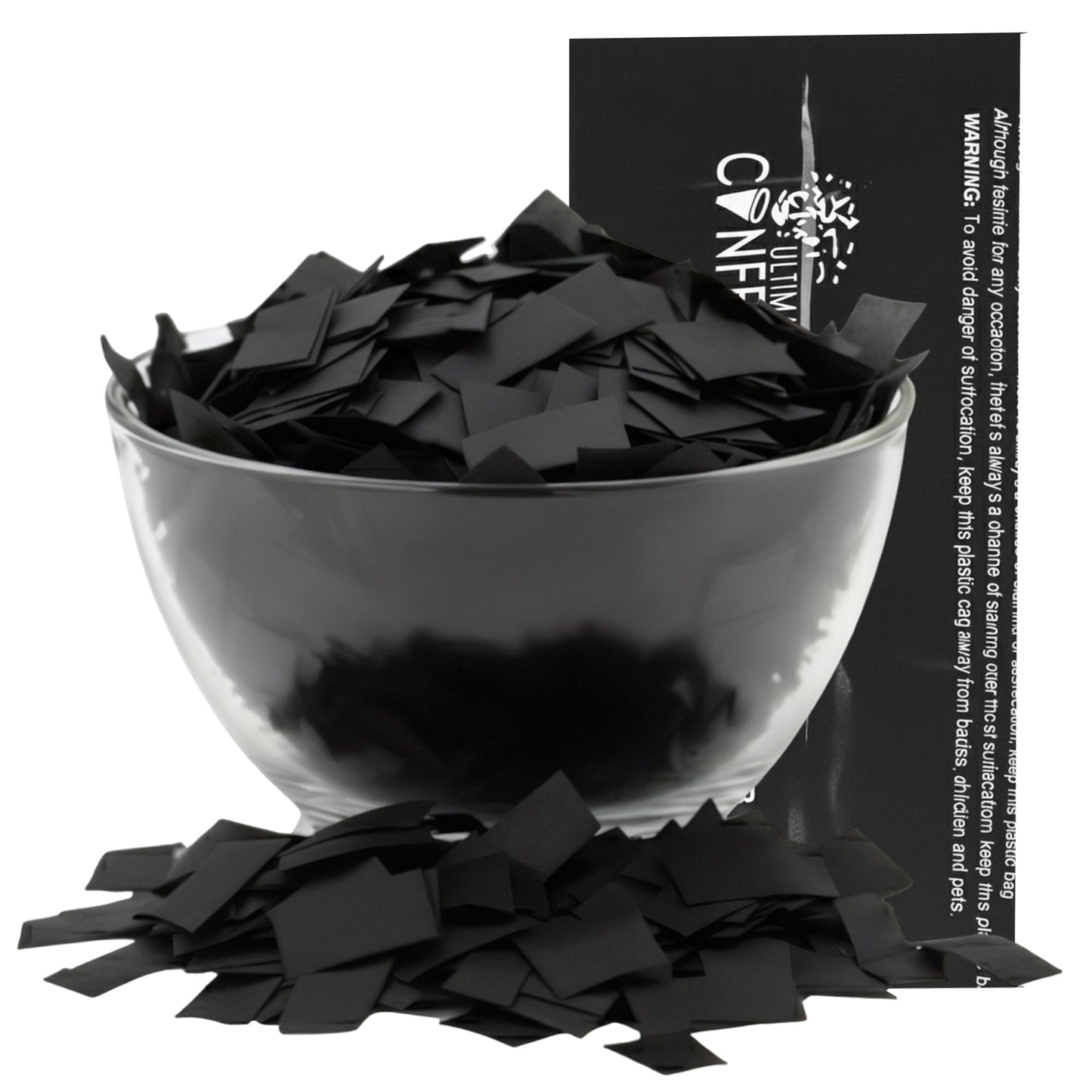 Ultimate Confetti, Rectangular Black Biodegradable Confetti - Fluttering Tissue Paper Confetti for Cannon and Launcher use - Bes