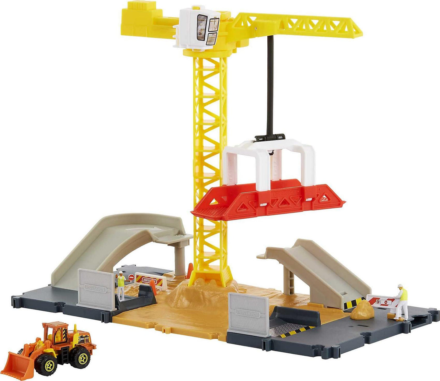 Matchbox Action Drivers Construction Playset, Moving Crane, Car-Activated Features, Includes 1 Matchbox Toy Bulldozer, For Kids 3 Years Old & Older