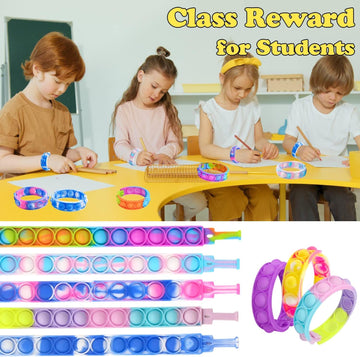 50Pcs Pop Random Bracelet,Pop Bubble Fidget Sensory Toys, Pop Toy Bulk For Party Favor, Classroom Student Prizes Easter Basket G