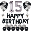 Naninuneno 15Th Black Silver Birthday Party Decorations For Boys Girls, Happy 15 Birthday Party Supplies With Black Happy Birthd