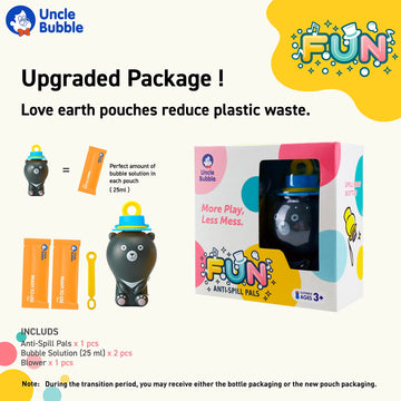 Tiny Bear Bubble Blower Set For Babies And Toddlers, Includes Solution And Wands, Safety Buckle Necklace