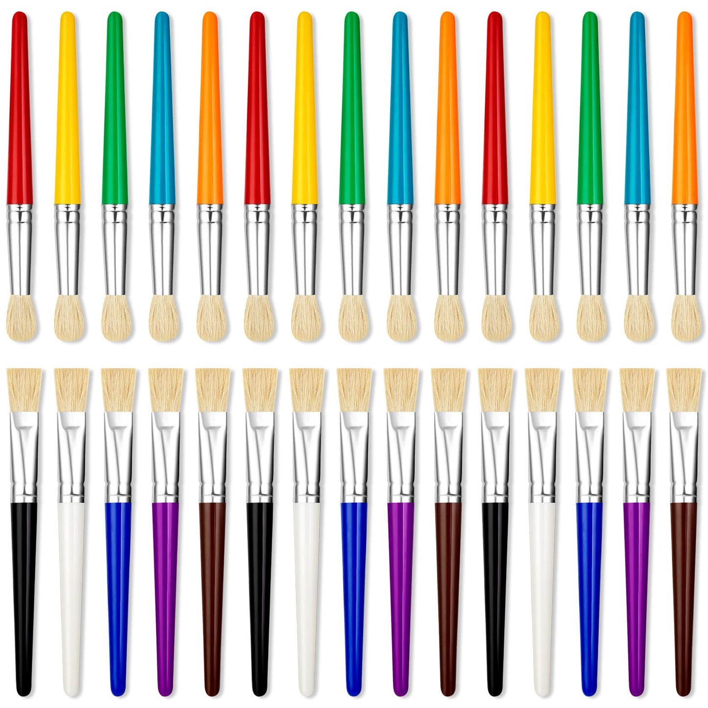 Ygaohf 30 Pcs Paint Brushes For Kids - Colorful Kids Paint Brushes Big Chubby Toddler Paint Brushes, Easy To Clean & Grip Round Flat Preschool Paint Brushes For Acrylic Washable Paint