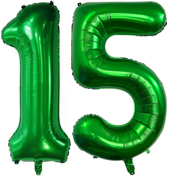 Number 15 Dark Green Balloons 40 Inch Giant Green 15 Numer Foil Helium Balloons For 15Th Green Birthday Party Supplies 51St Anni