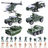 26 Pack Diecast Military Vehicles Set 6 Pack Assorted Alloy Metal Models Car Toys and 20 Pack Soldier Army Men Mini Army Toy Tank Panzer Helicopter Anti-Air Vehicle Party Favors for Kids