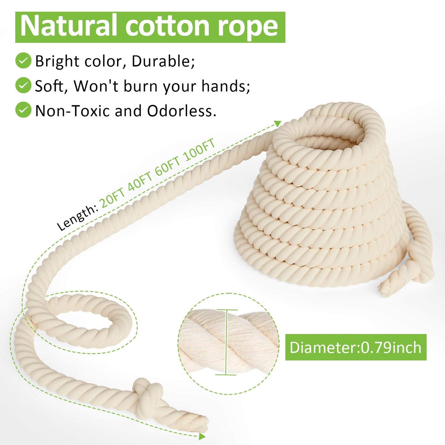 Thadavo Tug of War Rope with Flag for Kids and Adults, Soft Cotton War Rope for Field Day Family Reunion Birthday Party Games, O