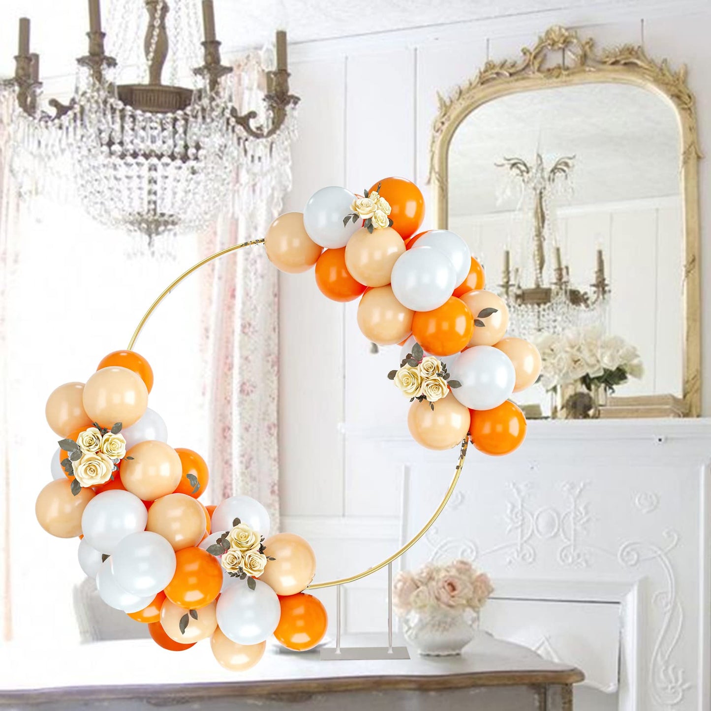Balloons Orange And White, 50Pcs Orange Apricot White Latex Balloon, Orange White Party Balloons Birthday Balloons Decoration Fo