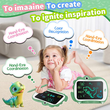 Genialba 8.5 Inch Dinosaur LCD Drawing Tablet Writing Board Toddler Toy Educational Toys Birthday Christmas Gifts Toys for 3 4 5
