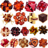 18 Pack Wooden Brain Teaser Puzzles Wooden Burr Puzzles Brain Teaser Puzzle With Gift Packing Box Magic Puzzle Games Toys For Kids And Adults By Ahyuan (Classical Wood)
