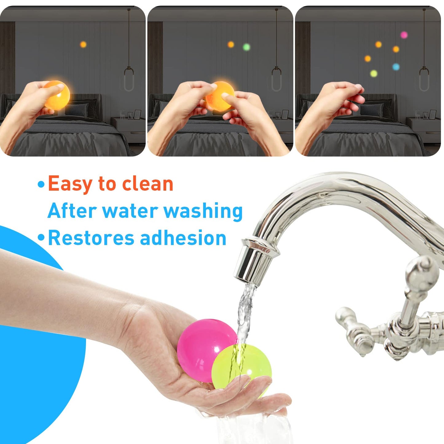 12 Pcs Ceiling Balls Glowing Sticky Balls, Stress Balls Glow In The Dark Toys, Luminous Stress Relieving Balls Fun Decompression