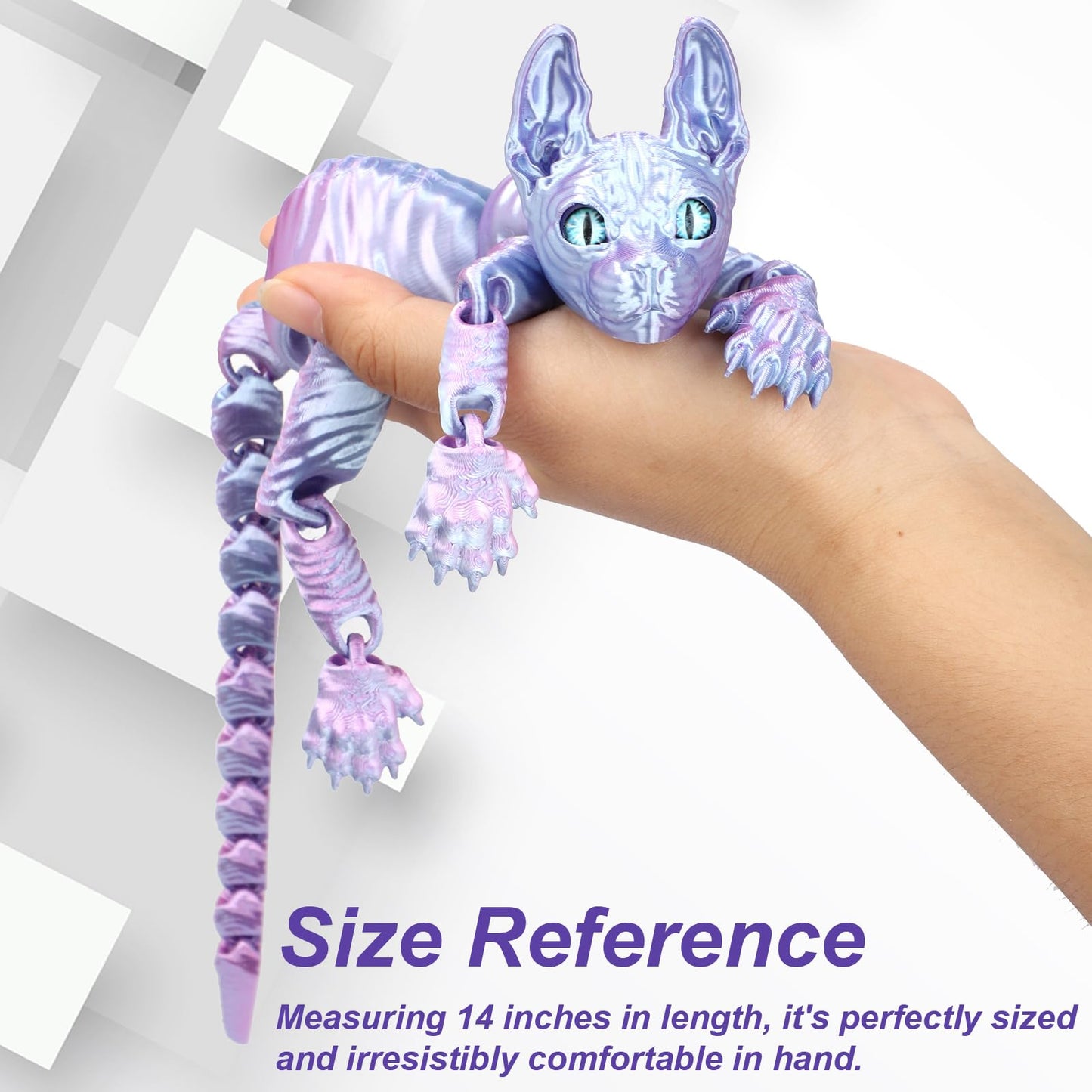 3D Printed Sphynx Cat, 3D Printed Animals Toy,Realistic Hairless Cat Figurine, Articulated Cat Fidget Toy, For Cat Lovers And Co