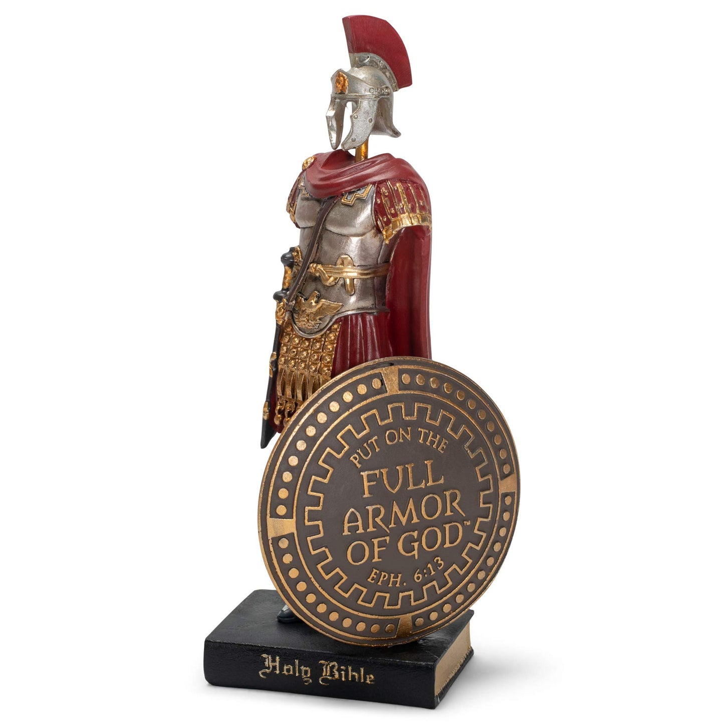 Dicksons protective covering of God Roman Soldier 9 x 5 Inch Red Resinstone Tabletop Figurine
