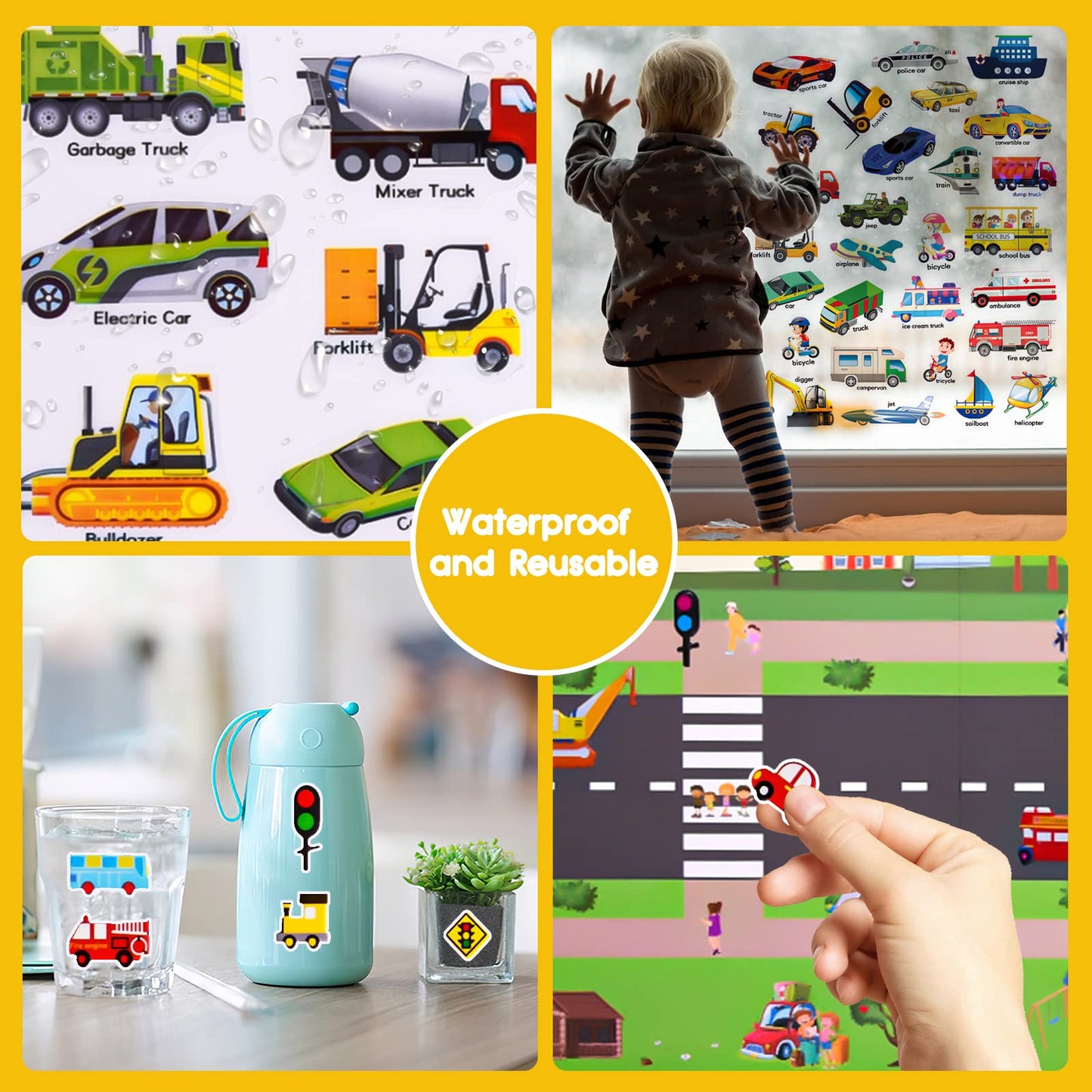 Astaron Reusable 3D Puffy Sticker Book For Kids, 88 Pcs Cute Waterproof Vehicles Stickers,Puffy Sticker Game Travel Stickers And Educational Sensory Learning Toy,4 Fold-Out Scenes Choices,(2-6 Age)