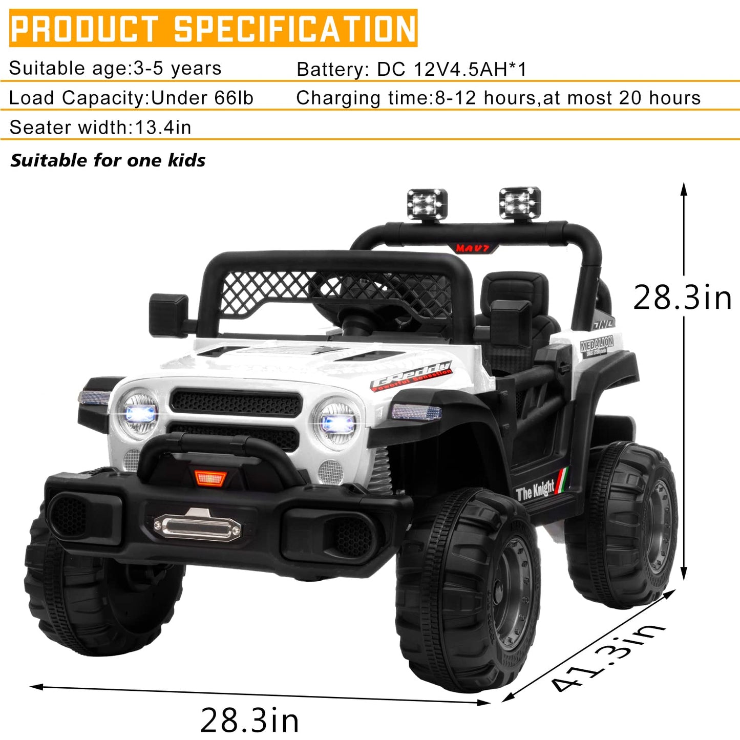OTTARO 12V Ride on Cars Truck Electric Car for Kids,12V Battery Powered Vehicle with Remote Control, MP3,LED Lights, Spring Susp