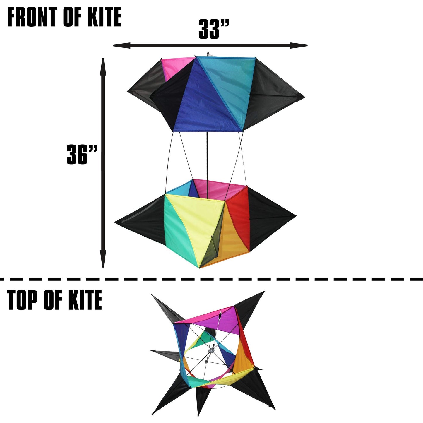 WindNSun Supersize Revolution Polyester Ripstop 3D RotoBox Spinning Kite, 36 inches