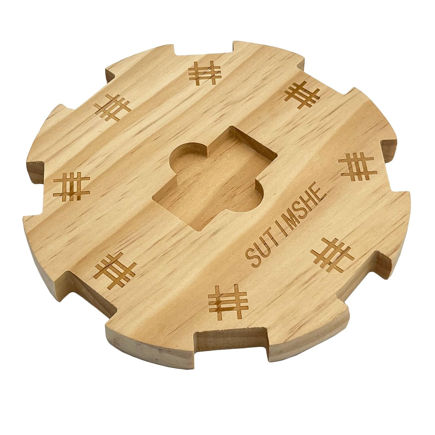 Sutimshe Wooden Hub Centerpiece For Mexican Train Dominoes Game With Felted Bottom (Up To 8 Players) Dominoes Accessories Made Of Superior Pine