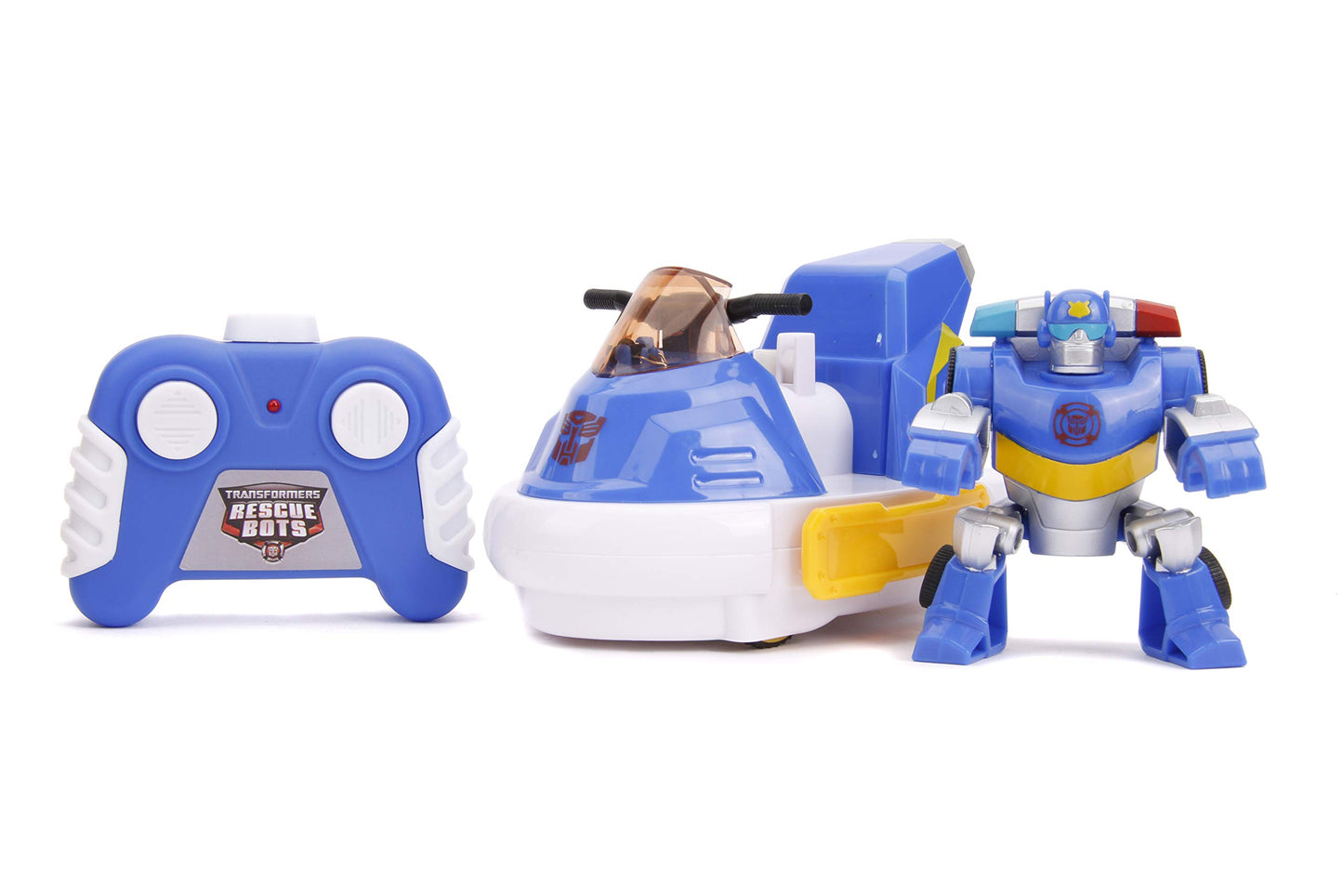 Jada Toys Transformers Rescue Bots Academy Bumblebee Vs. Chase Bumper Cars Rc Twin Pack, Toys For Kids, Blue And Yellow