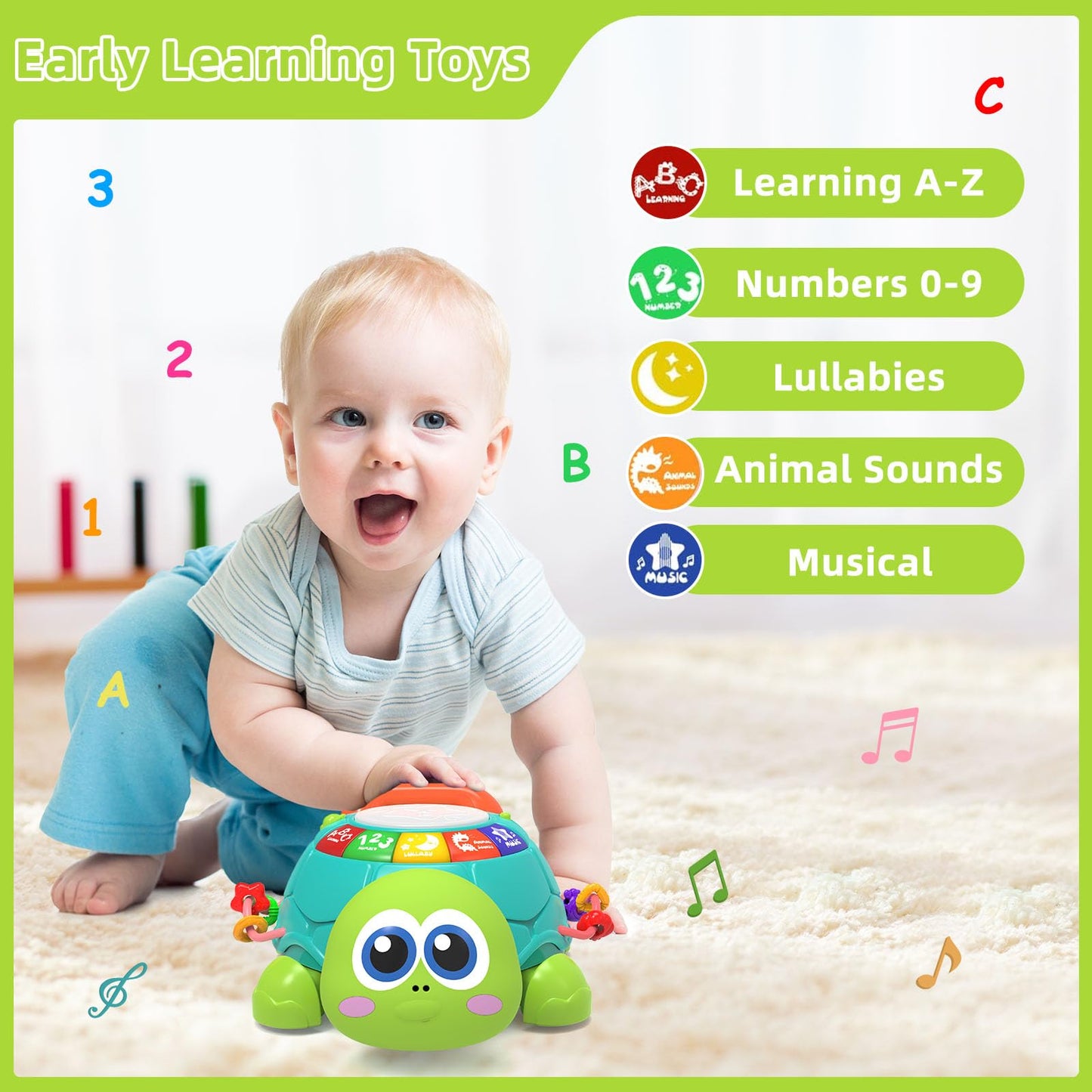 Baby Toys 6 To 12 Months,Musical Turtle Crawling Baby Girl Toys For 12-18 Months,Infant Early Learning Educational Toy,Baby Girl