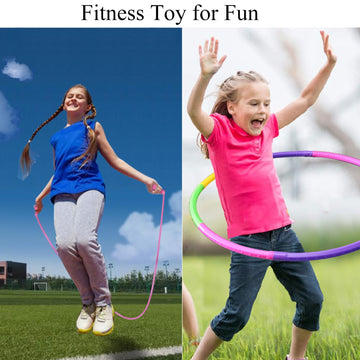Weokll Toy Color Hoop And Jump Rope For Kids, Detachable & Size Adjustable Plastic Colourful Exercise Hoop For Boys And Girls Pa