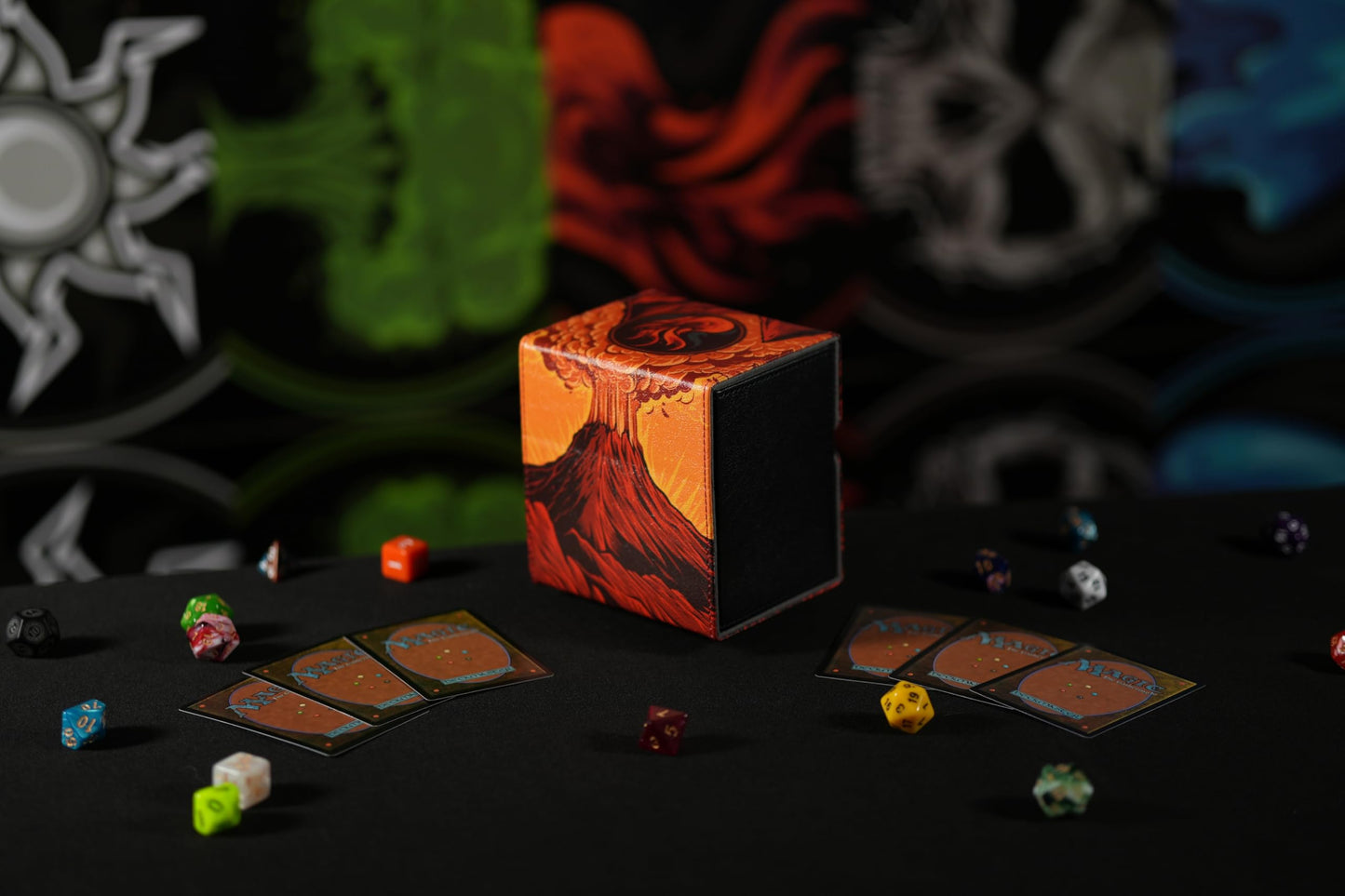 Ai protective covering MTG Commander 100+ Card Custom Art Deck Box With Storage (Mountain)