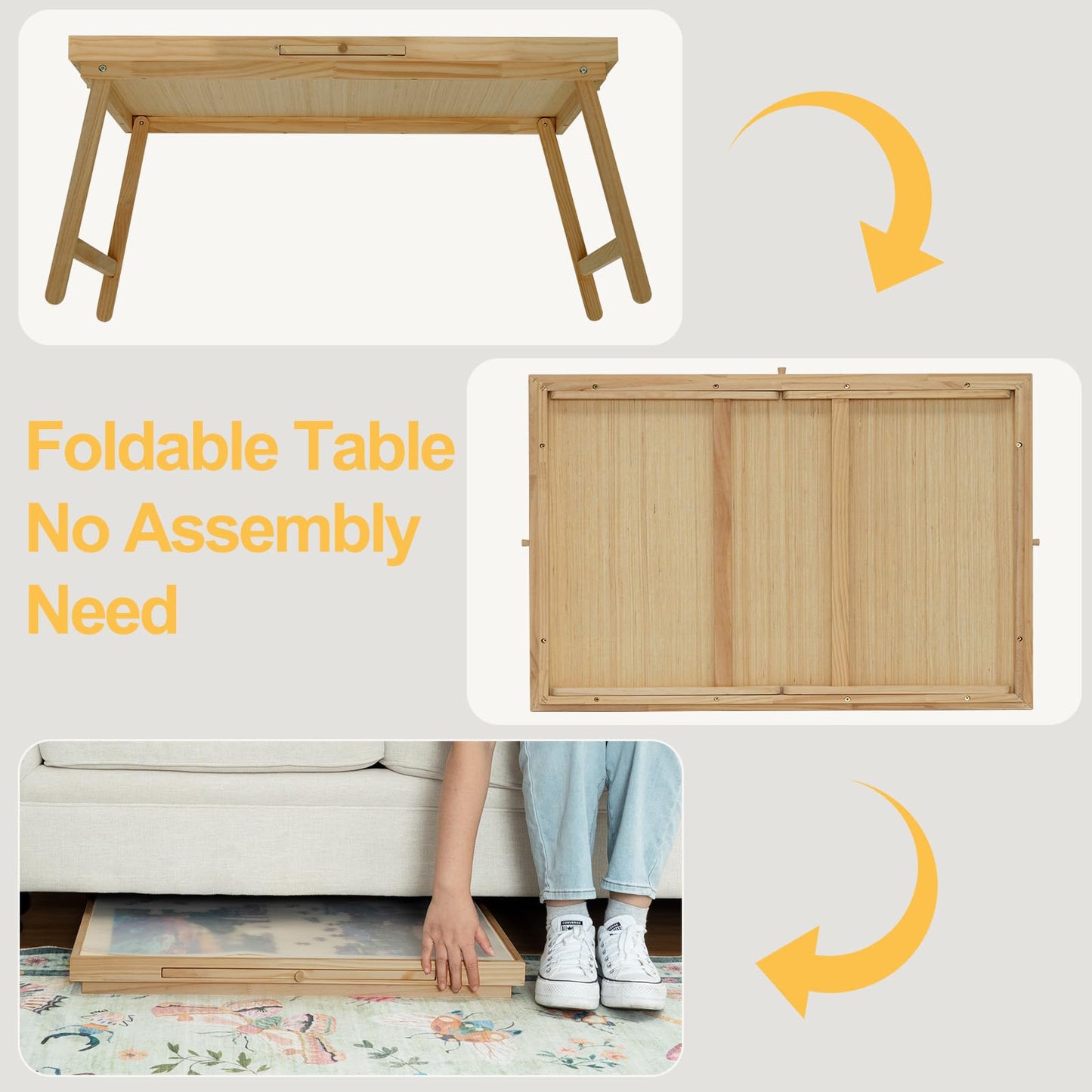 Ykhallybee Puzzle Table 2000 Pieces Wooden Puzzle Board With Legs, 40.9 X 27.6 Jigsaw Board With 4 Drawers And Cover, Folda