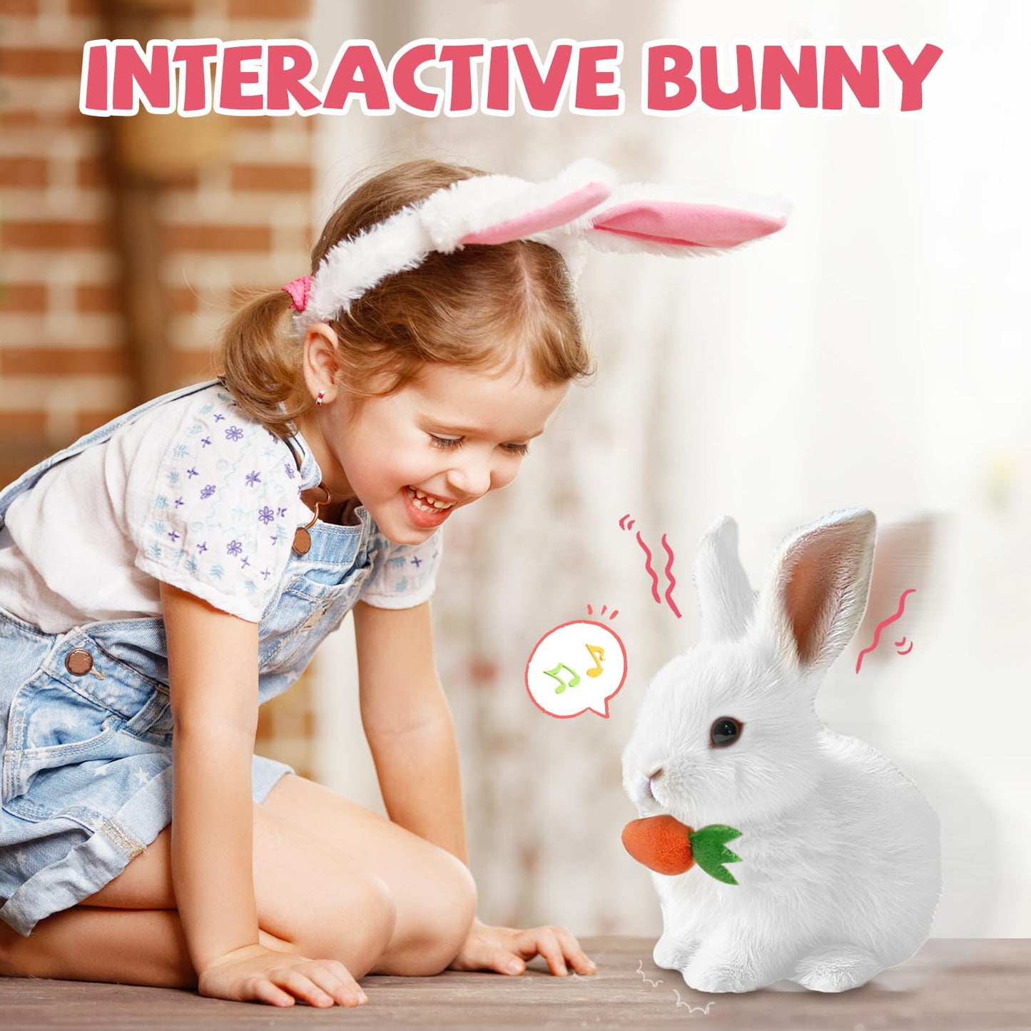 Bunny - Realistic Bunny Toys, 2025 New Plush Hopping Rabbit Toy with Sounds and Movements, Walking Bunny Stuffed Easter Plush In