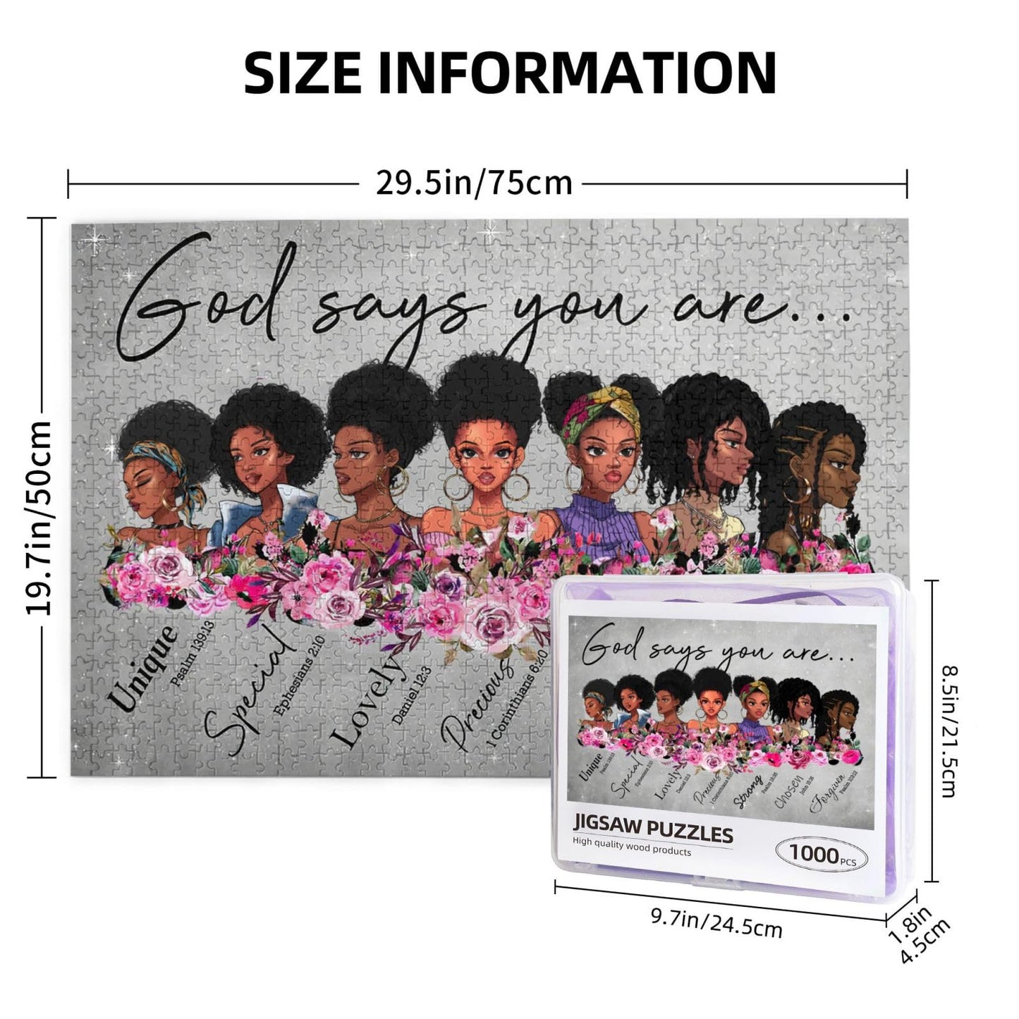 African American Puzzles For Adults 500Pcs Afro Black Women Jigsaw Puzzles God Says You Are Scripture Bible Verse Inspirational